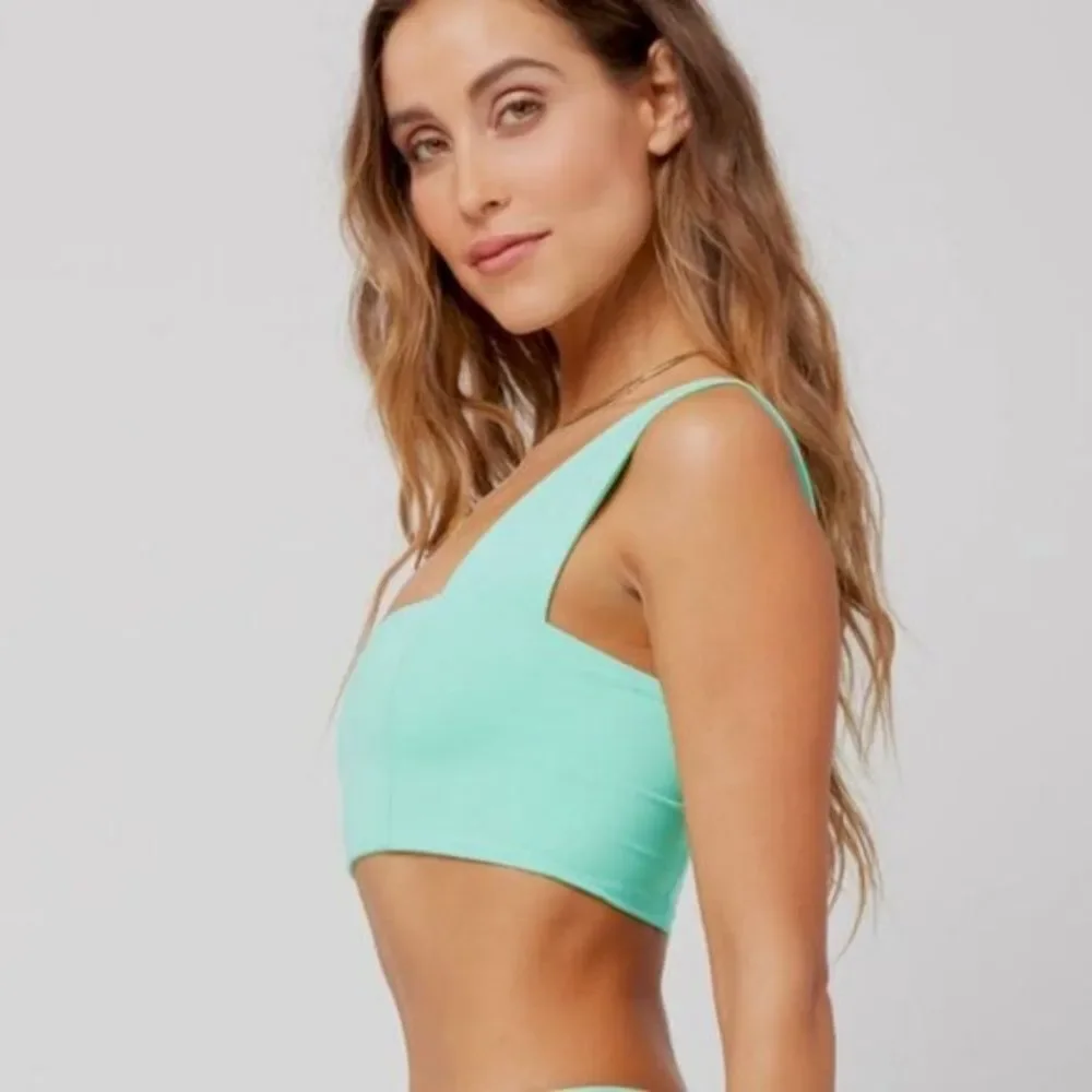 L*Space Swim Women's Parker Bikini Top Reversible Turquoise Size S NWT